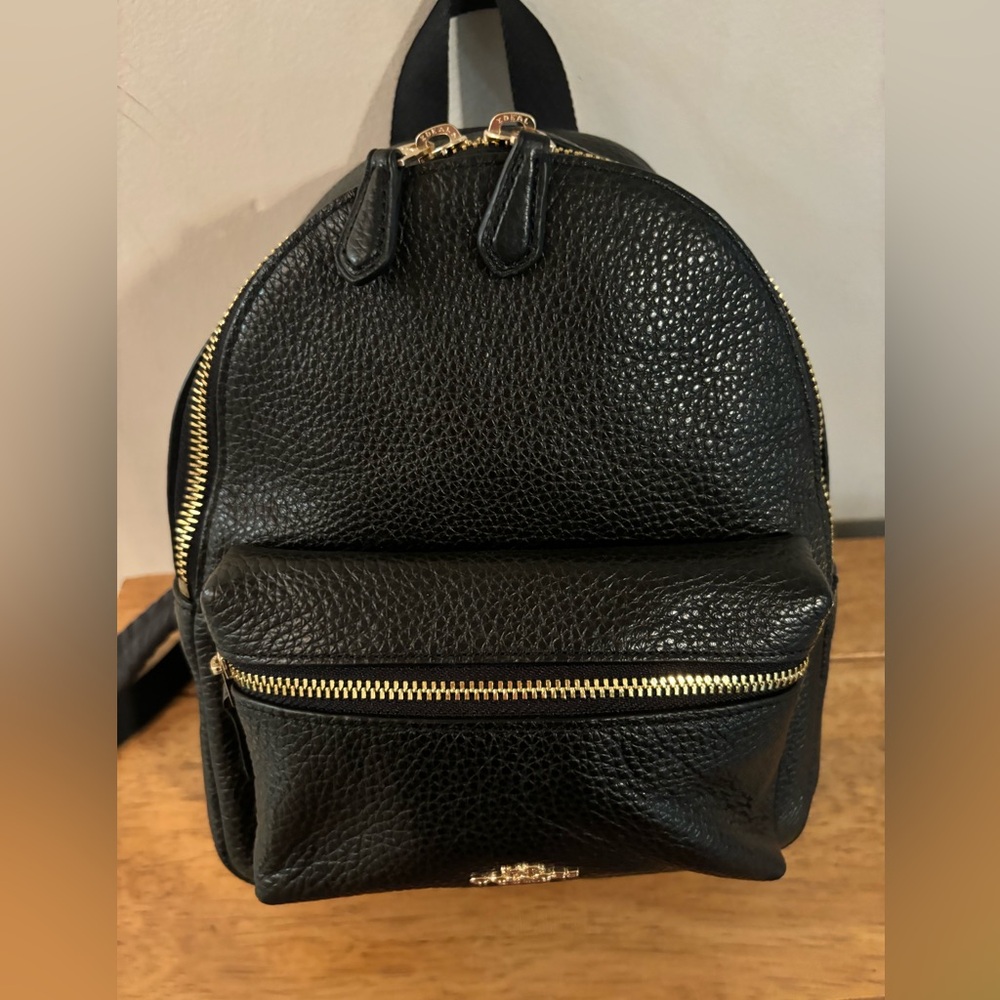 Coach Black Leather Backpack